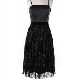 Tahari size 2 black and gold strapless dress